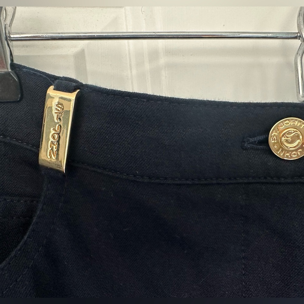 St. John Sport Navy Straight-Leg Pants with Gold Accents - Picture 2 of 6